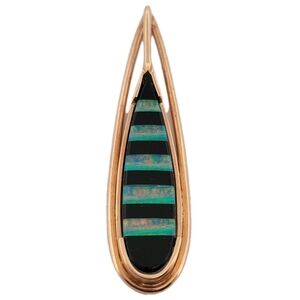 14k Yellow Gold Opal Pendant- Designer Large Pendant- Estate Jewelry 9 gm